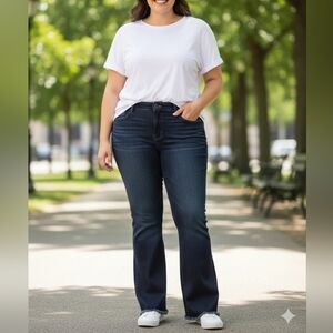 Democracy "Ab" Technology Dark Indigo Flare Jeans Size 24W New